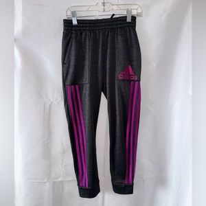 Adidas Youth Black joggers with Pink Trim M 10-12